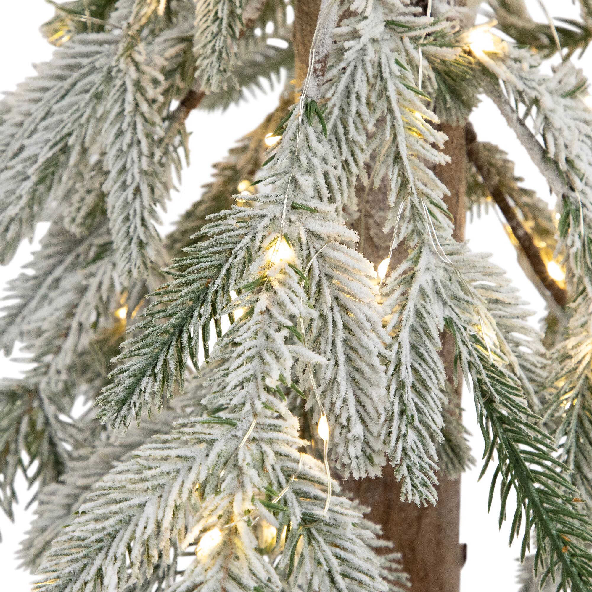 3ft. Pre-Lit Flocked Alpine Artificial Christmas Tree, Clear Lights